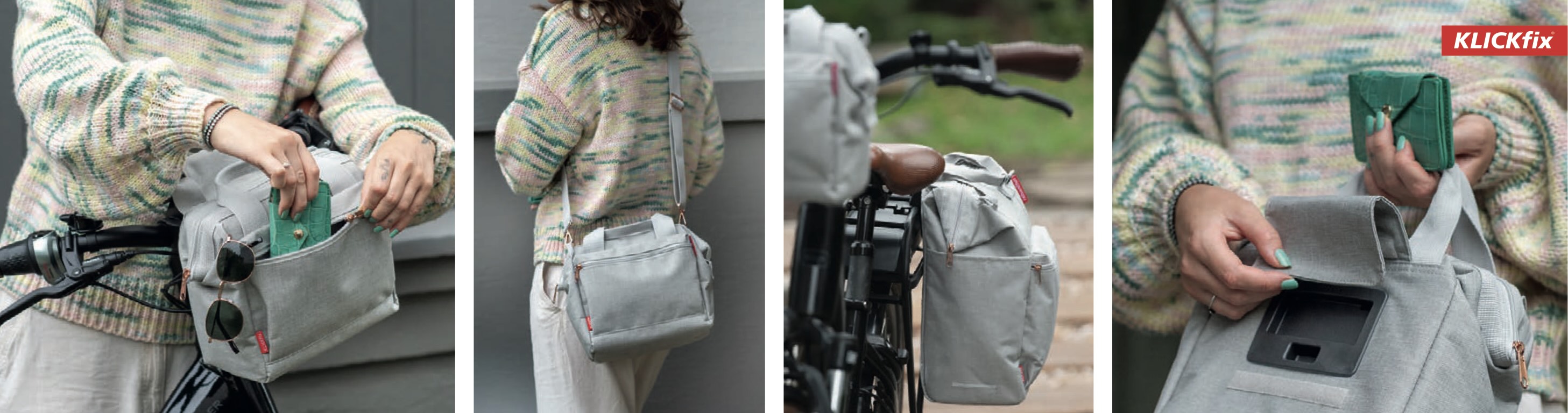 Cykeltasker monteret på cykel – opbevaring med Klickfix system fra Vig Cykler